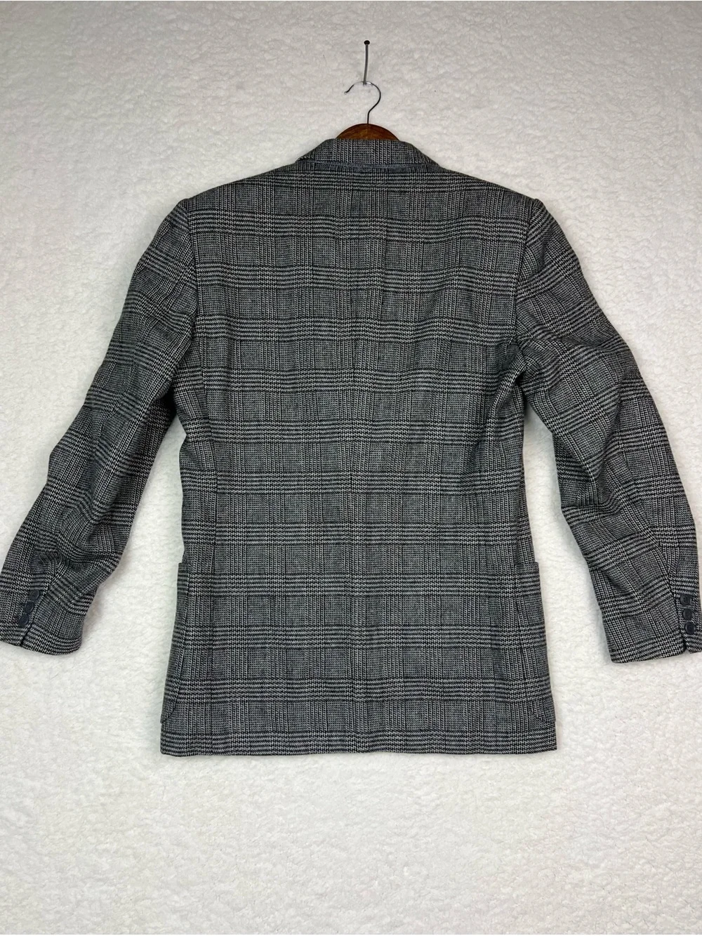 Vintage Yves Saint Laurent Light Grey Plaid Blazer Sport Coat Jacket Size Small